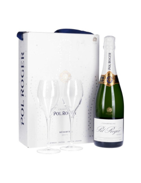 Pol Roger Brut Réserve Etui 2 Flûtes - Champagne AOC Pol Roger