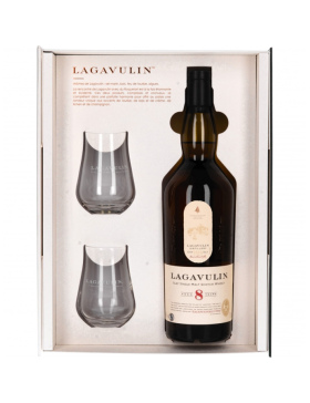 Lagavulin 8 ans - Routes Des Saveurs - Coffret 2 Verres - Spiritueux Scotch Whisky / Islay
