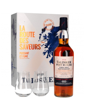 Talisker Port Ruighe 45,8% - Route Des Saveurs - Coffret 2 Verres - Spiritueux Scotch Whisky / Highlands