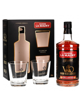 Maison La Mauny - Rhum Ambré Agricole VO - Coffret 2 Verres - Spiritueux Caraïbes