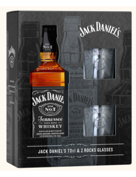 Jack Daniel's Old N°7 Tennessee Whiskey - Coffret 2 verres - Édition 2023 - Spiritueux American Whiskey